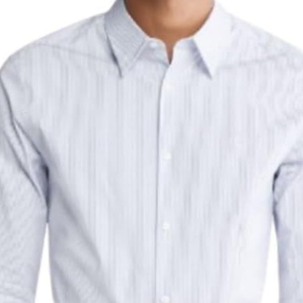 Calvin Klein Mens Stretch Cotton Slim Fit Thin Stripe Button-Down Shirt